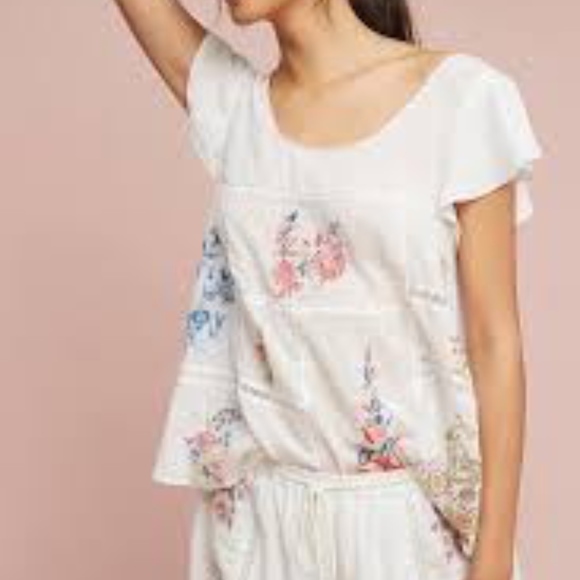 Anthropologie Tops - Anthropologie Floral Embroidered Top | XS